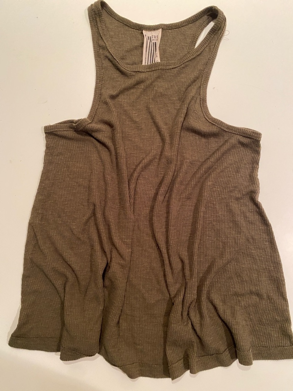 Free People Olive Green Ribbed Racerback Tank